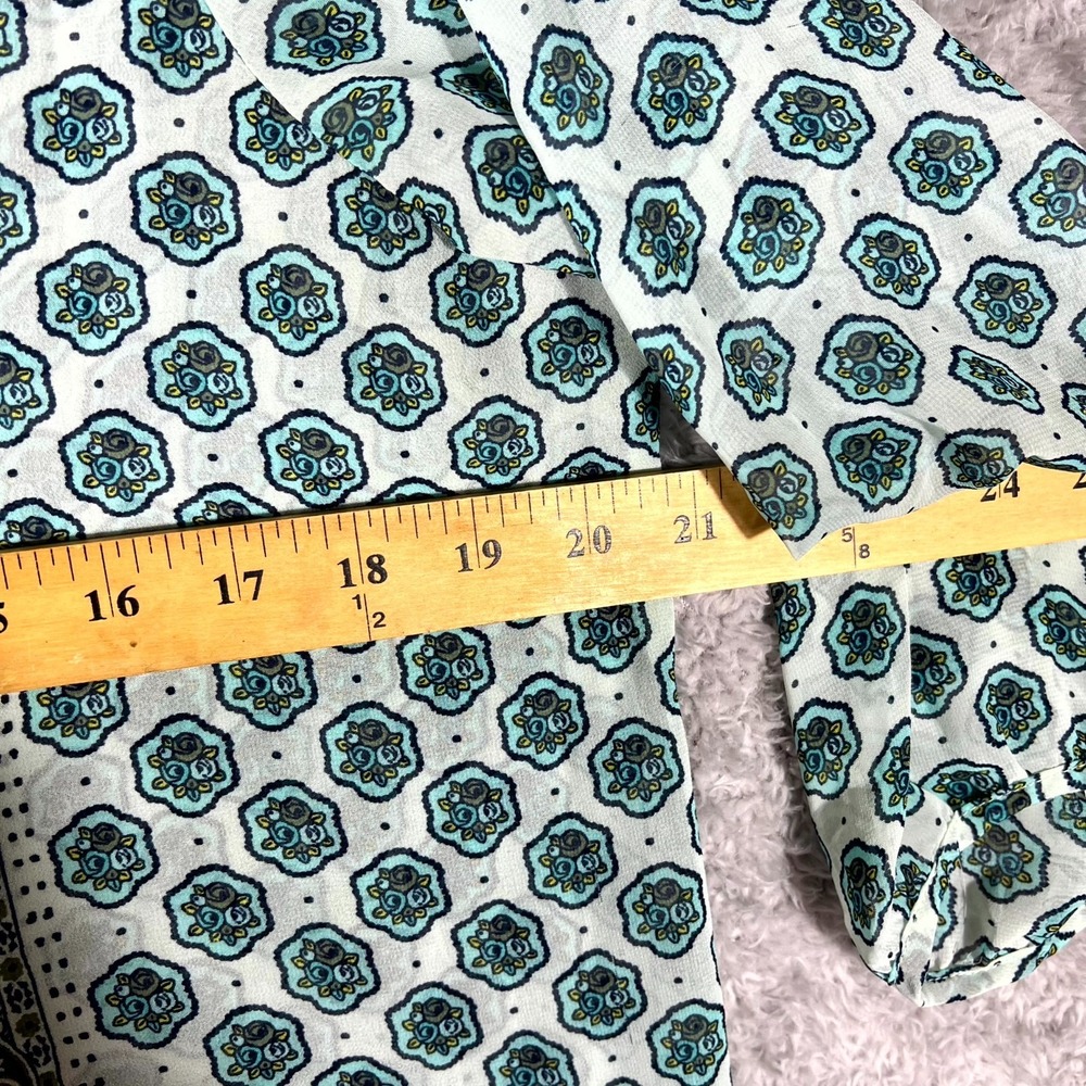 Old Navy Blouse Top Womens Large Multicolor Floral Tie Neck Long Sleeve Party - Picture 7 of 9
